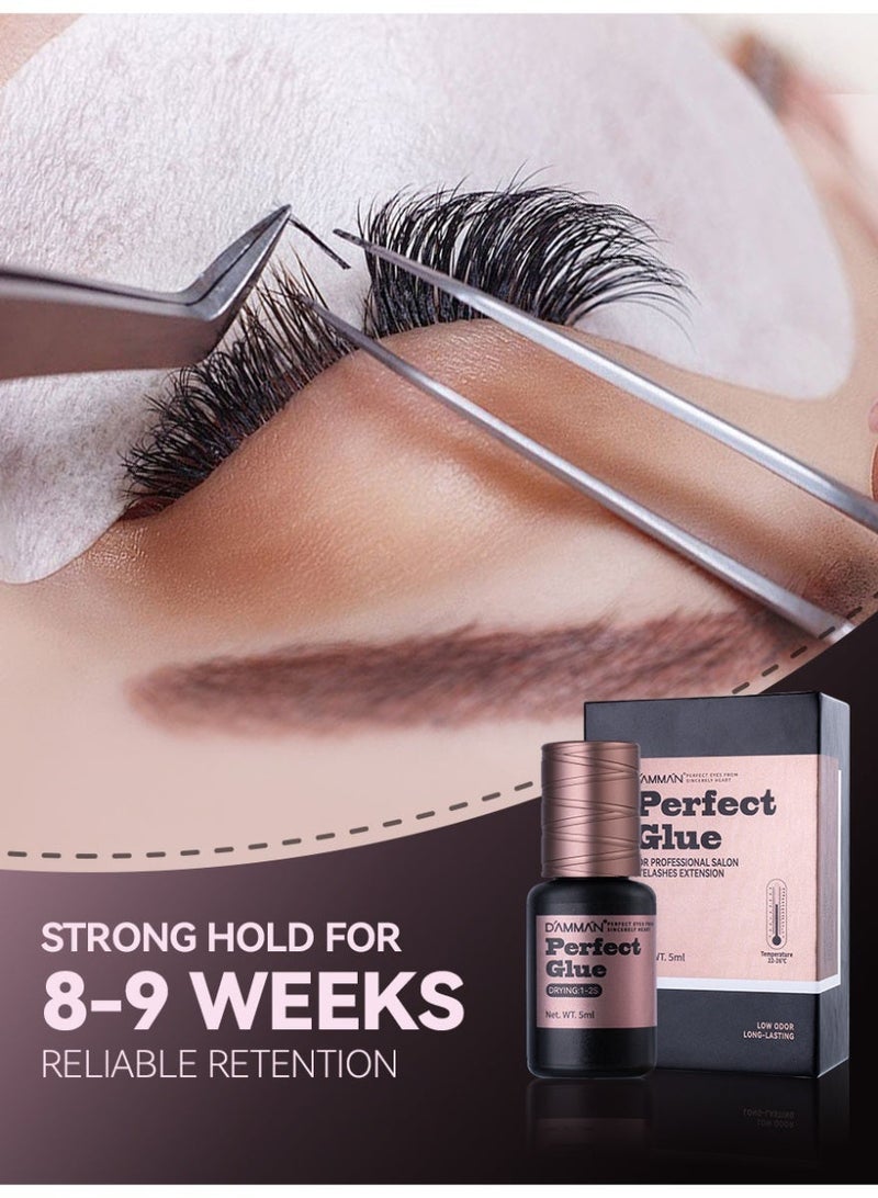 D'AMMA'N DAMMAN 5ml Professional Eyelash Extension Glue - 1-2s Fast Drying 8-10 Weeks Ultra Retention Lash Adhesive, Premium Low Fume Jet Black Salon Glue for Technicians - Image 5