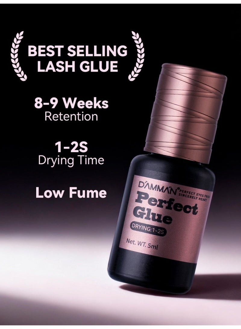 D'AMMA'N DAMMAN 5ml Professional Eyelash Extension Glue - 1-2s Fast Drying 8-10 Weeks Ultra Retention Lash Adhesive, Premium Low Fume Jet Black Salon Glue for Technicians - Image 3
