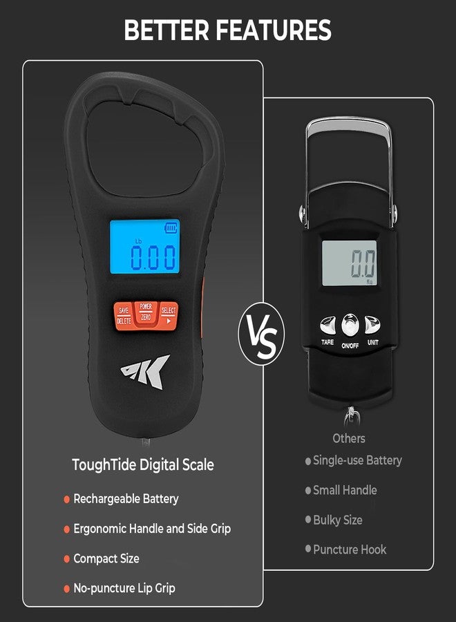 KastKing ToughTide USB Charging Fish Scale with Lip Gripper, Black Combo - Image 2