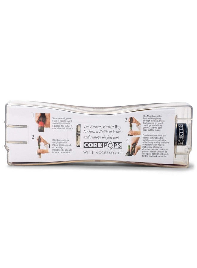 Cork Pops Cork Pops Legacy Wine Opener Built-in 4-Blade Foil Cutter Safe Cork Removal, Effortless Push Button Use, Needle Guard for Safety, Low-Pressure Cartridge Opens Up To 60 Bottles  - Image 3