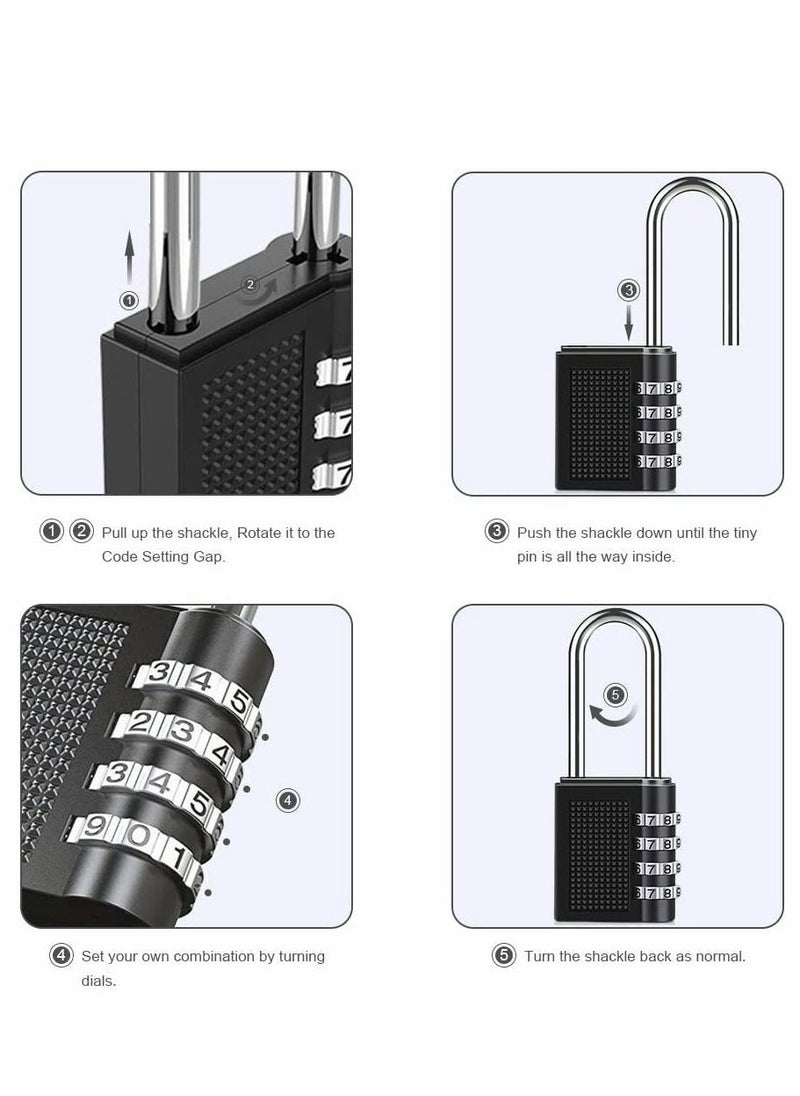 Generic - Combination Padlock, Long Shackle 4 Digit Locker Lock Weatherproof Lock Outdoor Combination Lock for School Gym Locker, Door, Fence, Hasp, Shed, Garage, Storage Box(Black) 2 Pack - Image 1