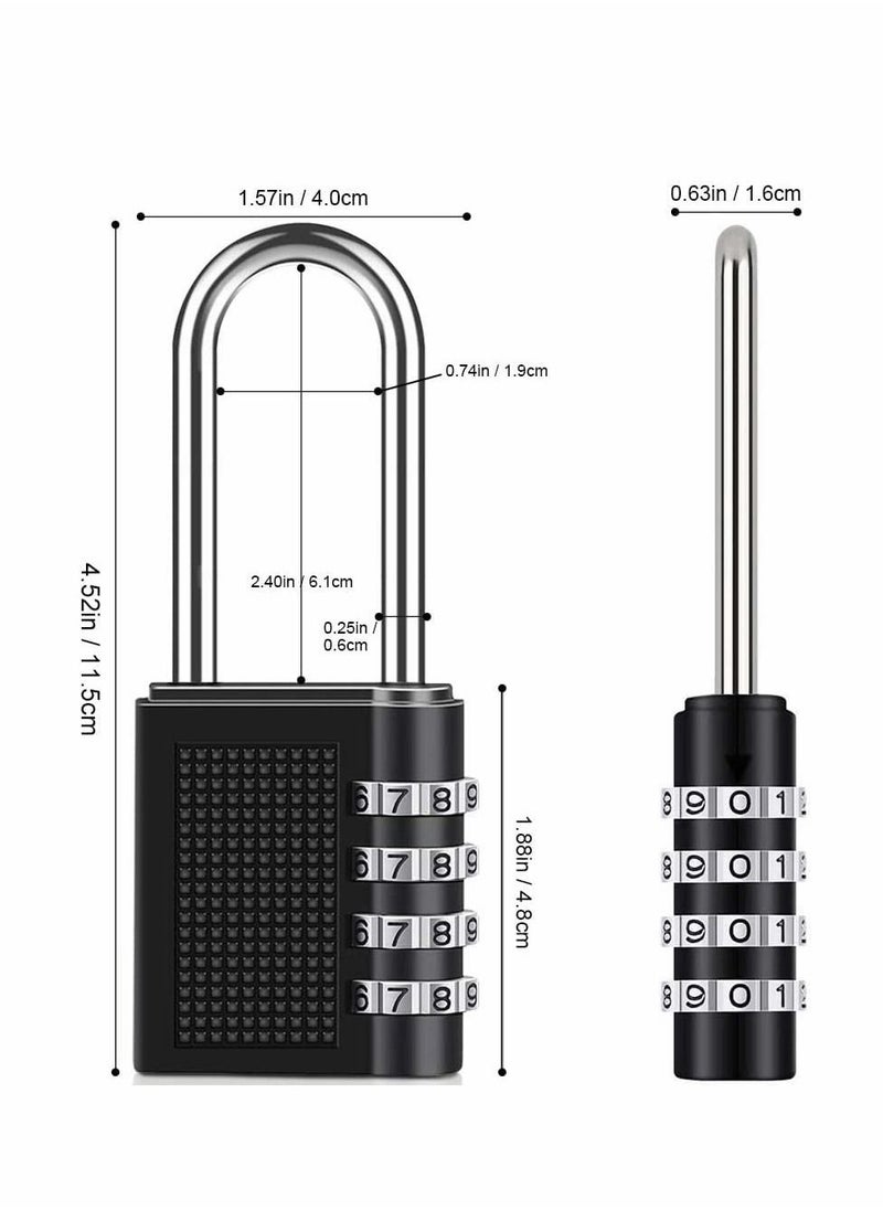 Generic - Combination Padlock, Long Shackle 4 Digit Locker Lock Weatherproof Lock Outdoor Combination Lock for School Gym Locker, Door, Fence, Hasp, Shed, Garage, Storage Box(Black) 2 Pack - Image 1