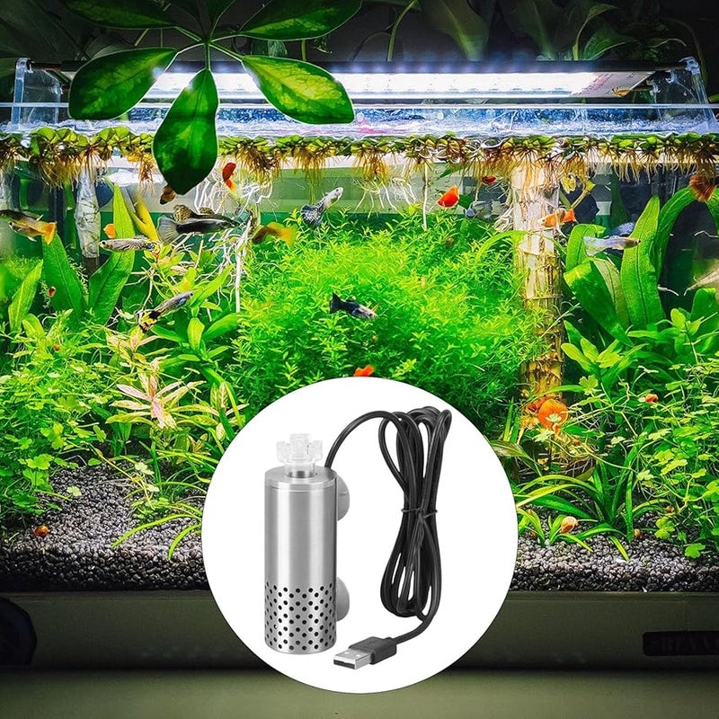 مزيل زيت سطح حوض السمك الكهربائي USB من الفولاذ المقاوم للصدأ مع كأس شفط - Image 3