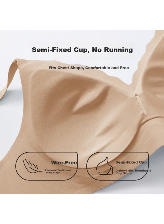 Fenton Fenteng New Style Popular Anti-sagging Light-faced Wire-free Bra With Side Breast Support And Breast Enhancement Apricot Skin 2XL - Image 5