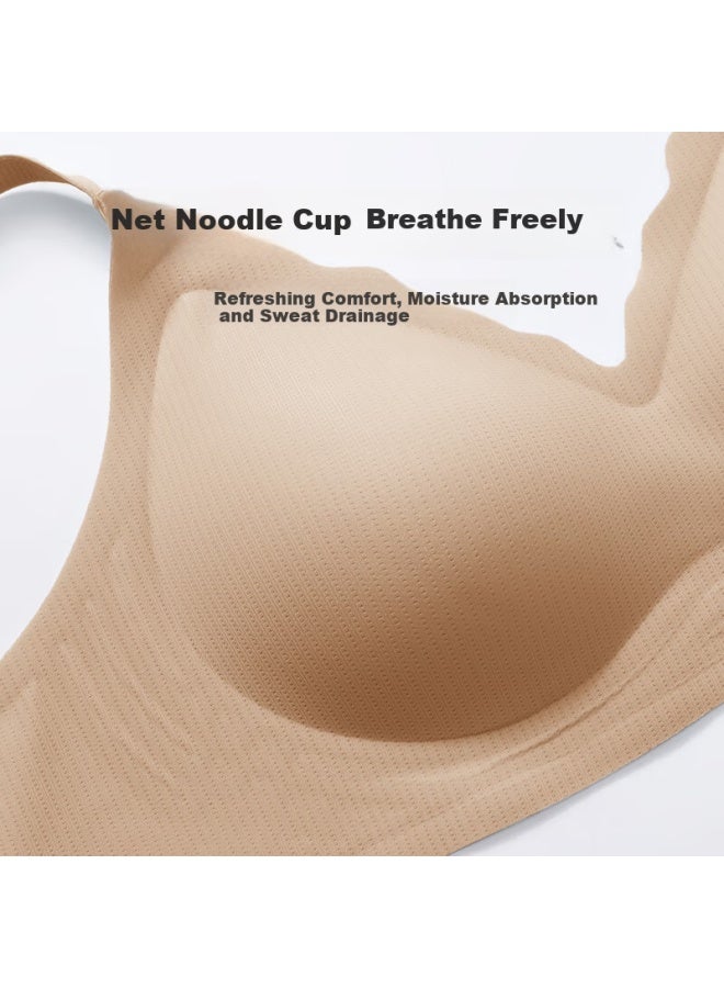 Fenton Fenteng New Style Popular Anti-sagging Light-faced Wire-free Bra With Side Breast Support And Breast Enhancement Apricot Skin 2XL - Image 4