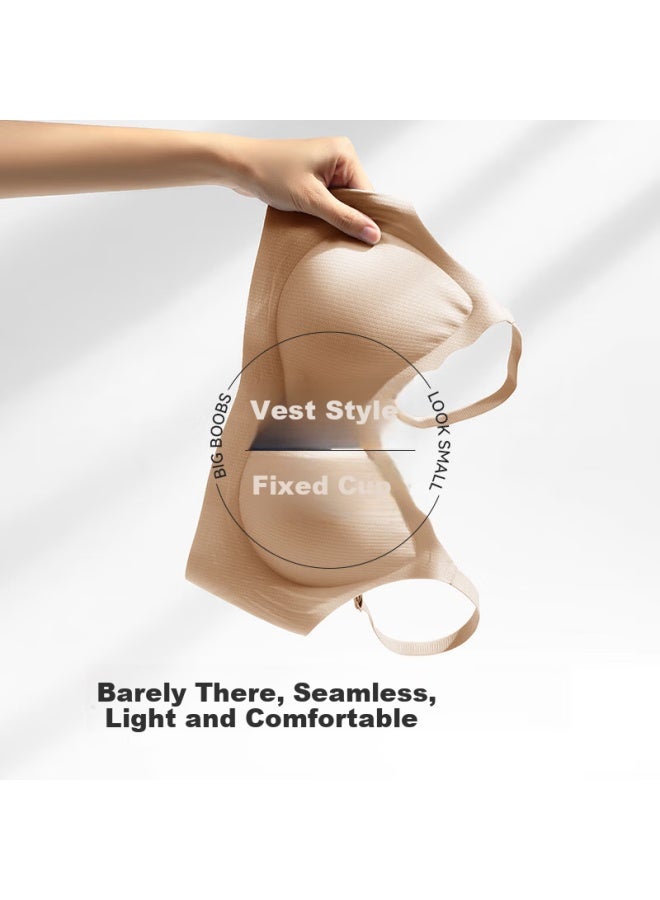 Fenton Fenteng New Style Popular Anti-sagging Light-faced Wire-free Bra With Side Breast Support And Breast Enhancement Apricot Skin 2XL - Image 3