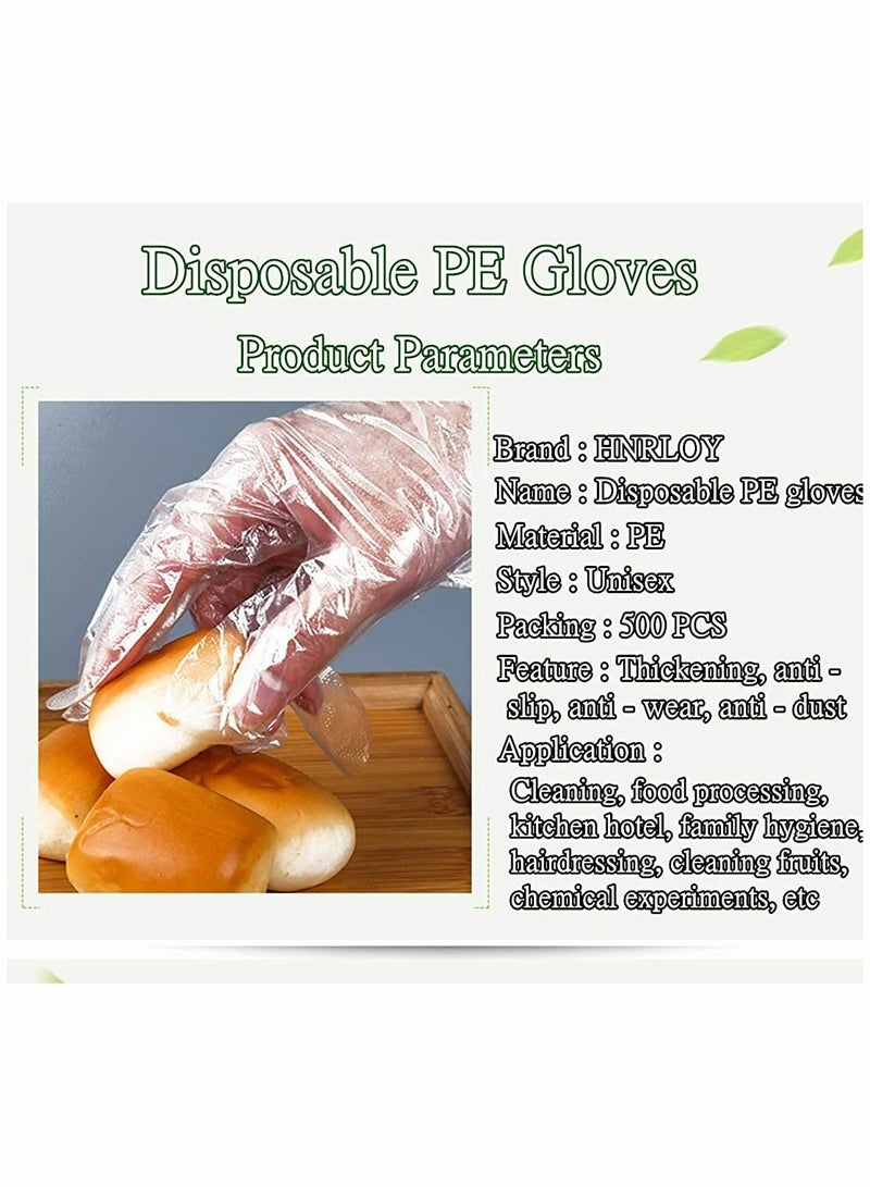 Disposable Plastic Gloves,  Plastic Food Safe Disposable Gloves, Polyethylene Clear Work Gloves(500 PCS) - Image 3