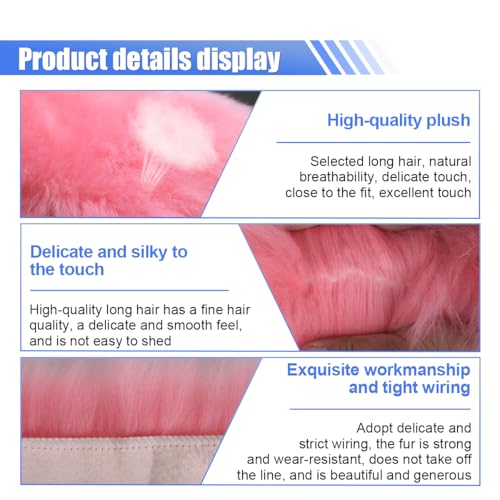 BDZMC Auto Center Console Cover Pad, 11.81"x 7.87" Warm & Furry Winter Car Armrest Cover, Soft Faux Sheepskin Wool Car Armrest Seat Box Protector Cushion, Universal Interior Accessory (Pink) - Image 4