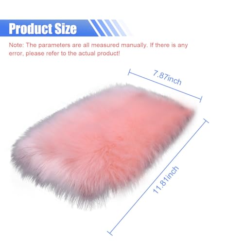 BDZMC Auto Center Console Cover Pad, 11.81"x 7.87" Warm & Furry Winter Car Armrest Cover, Soft Faux Sheepskin Wool Car Armrest Seat Box Protector Cushion, Universal Interior Accessory (Pink) - Image 2
