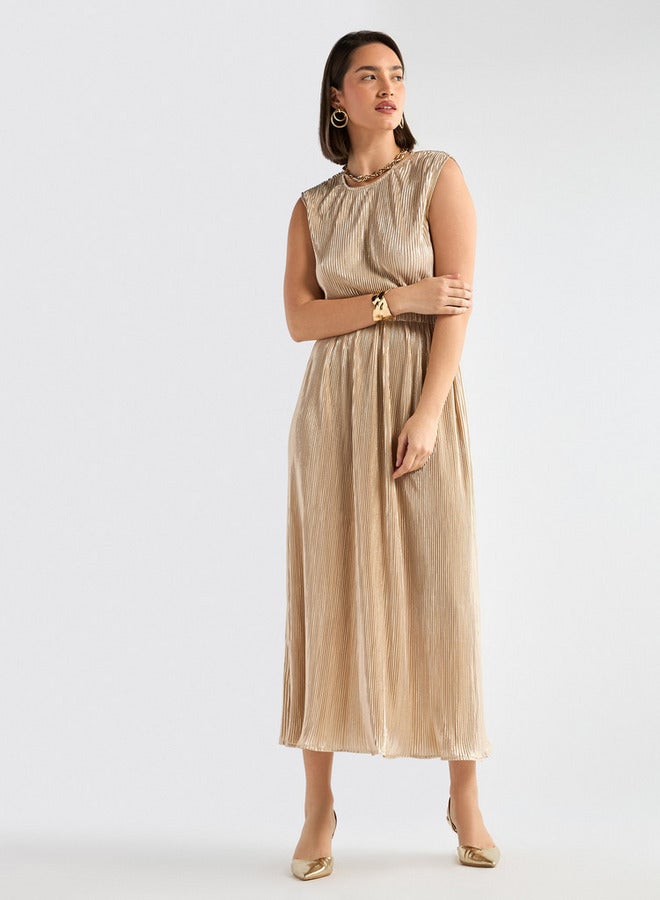 سبلاش فيڤ فستان دون أكمام بياقة مستديرة وطيات - Image 1