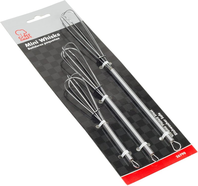 Chef Craft Classic Mini Sturdy Whisk Set - 3 Piece (5.5, 7, and 9 Inch) - Chrome - Image 2