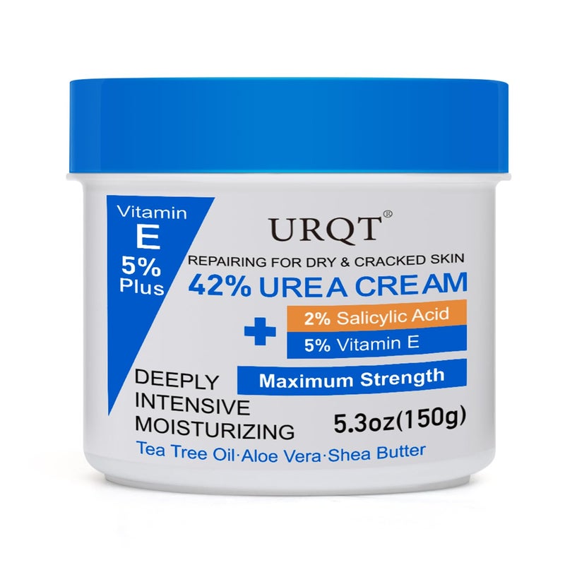 URQT 42% Urea Cream for Dry & Cracked Skin - Foot & Hand Cream with 2% Salicylic Acid, 5% Vitamin E, Tea Tree Oil, Aloe Vera, Shea Butter - Moisturizer & Skin Repair Cream for Feet Maximum Strength - Image 2