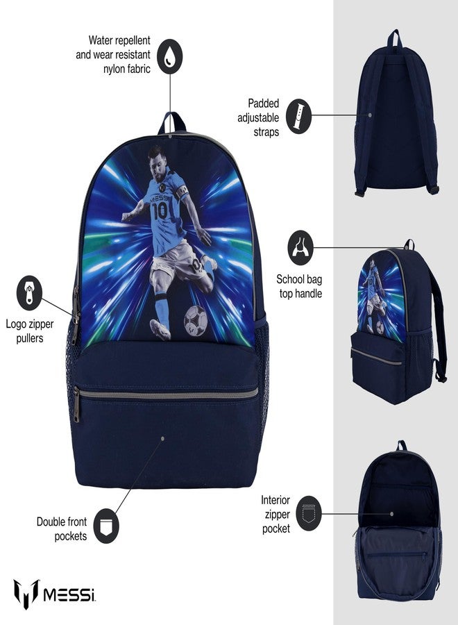 Messi Men's Lifestyle Backpack, Bookbag with Pockets & Adjustable Straps, Blue, One Size - Image 2