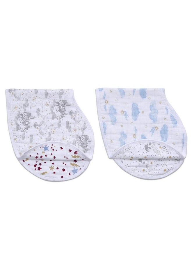 aden + anais - aden + anais 100% Cotton Muslin Burpy Bib - Multi-Use, Absorbent 4-Layer Burp Cloth and Full-Coverage Snap-Closure Baby Bib in One, Lap-Shoulder Drool Cloth, 22.5” X 11”, 2-Pack, Harry Potter - Image 1