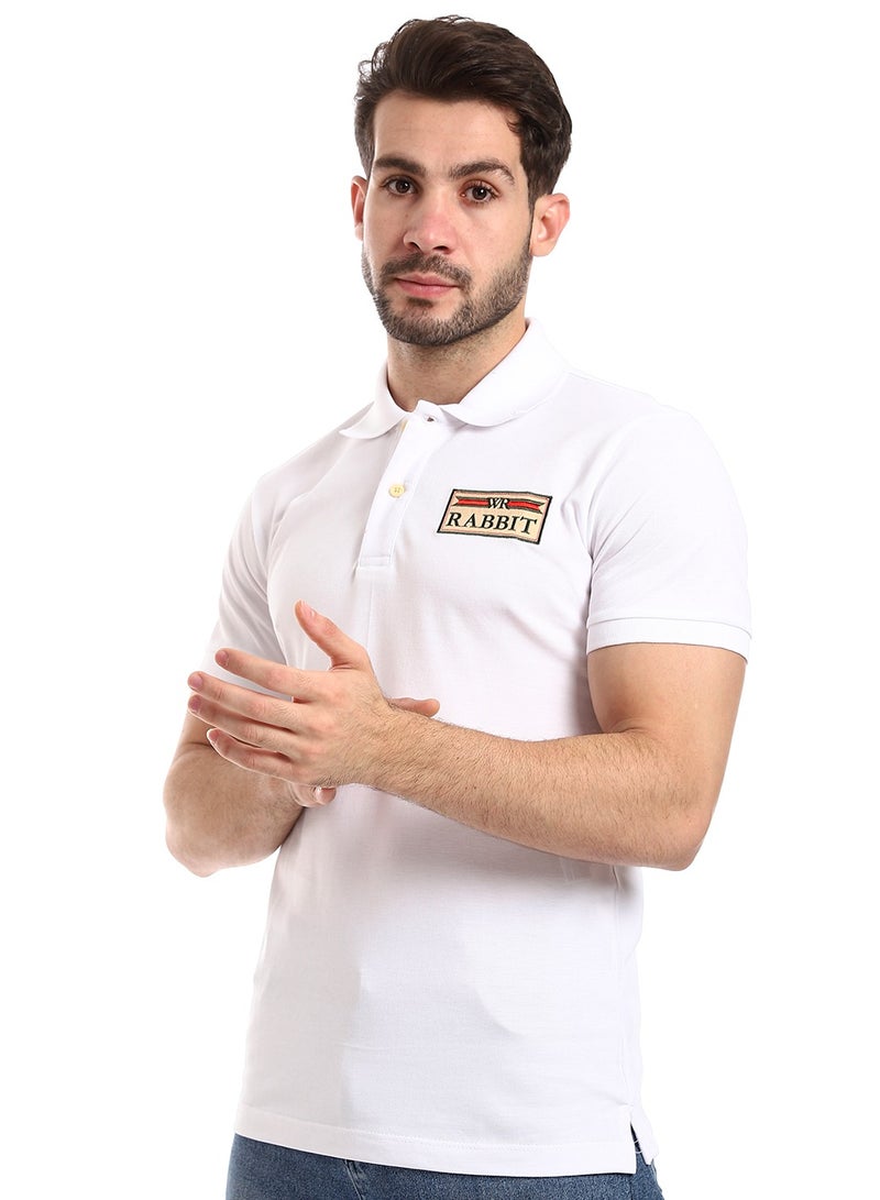 WHITE RABBIT Double Buttoned Short Sleeves Pique White Polo  - Image 2