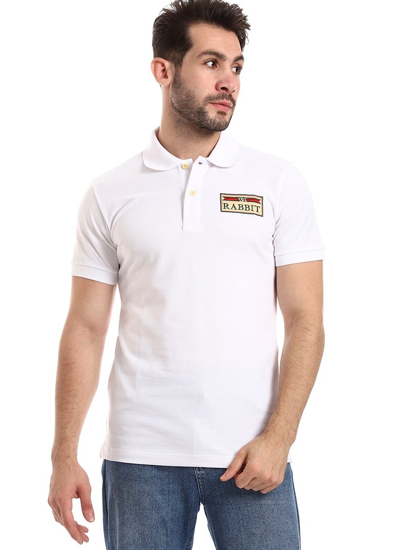 WHITE RABBIT Double Buttoned Short Sleeves Pique White Polo  - Image 1
