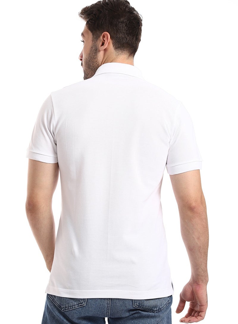 WHITE RABBIT Double Buttoned Short Sleeves Pique White Polo  - Image 4