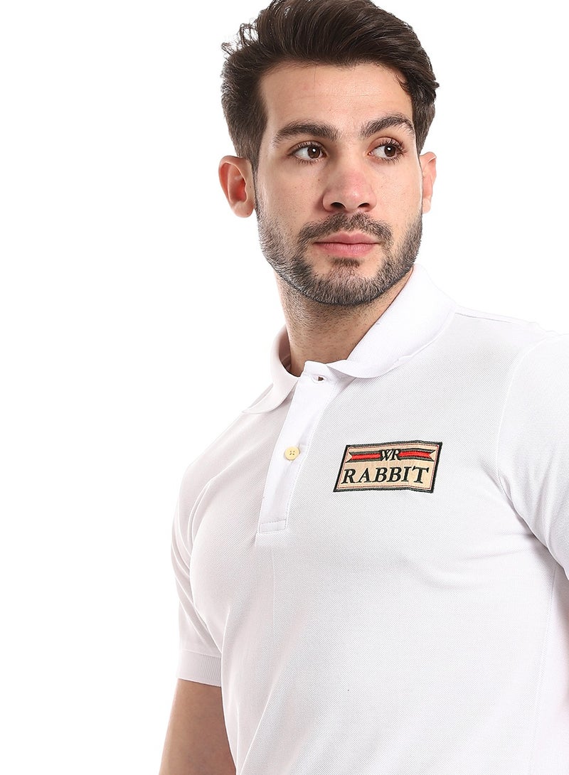 WHITE RABBIT Double Buttoned Short Sleeves Pique White Polo  - Image 3