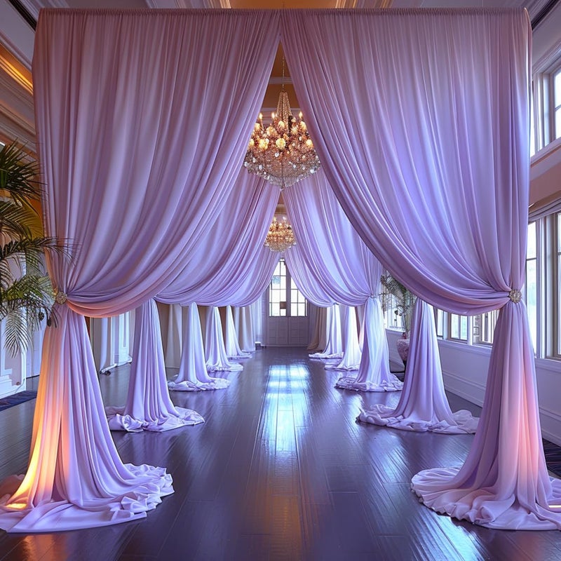 ESGOTBME 30x10ft Wrinkle Free Lavender Backdrop Curtain for Parties Soft Fabric Drapes Wedding Curtain Backdrop for Birthday Party Decorations Background for Photography 5x10ft,6 Panels - Image 3