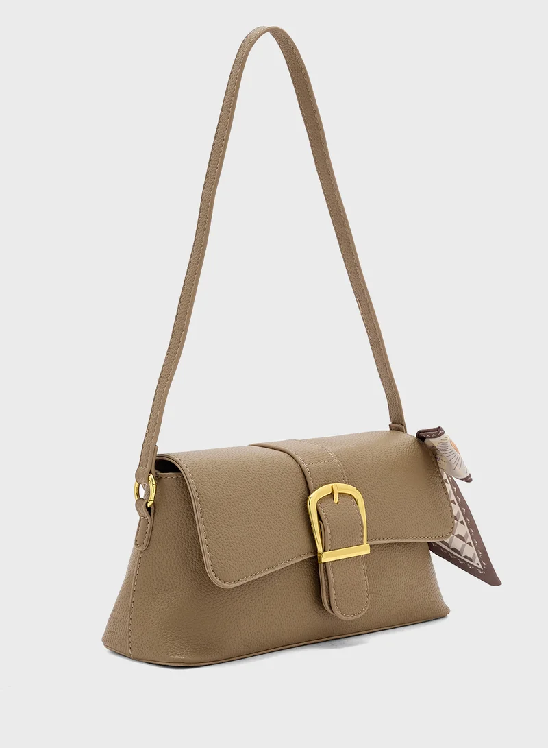 ELLA Scarf Detail Shoulder Bag With Long Strap