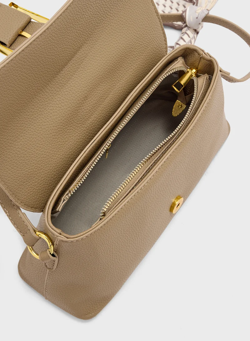 ELLA Scarf Detail Shoulder Bag With Long Strap