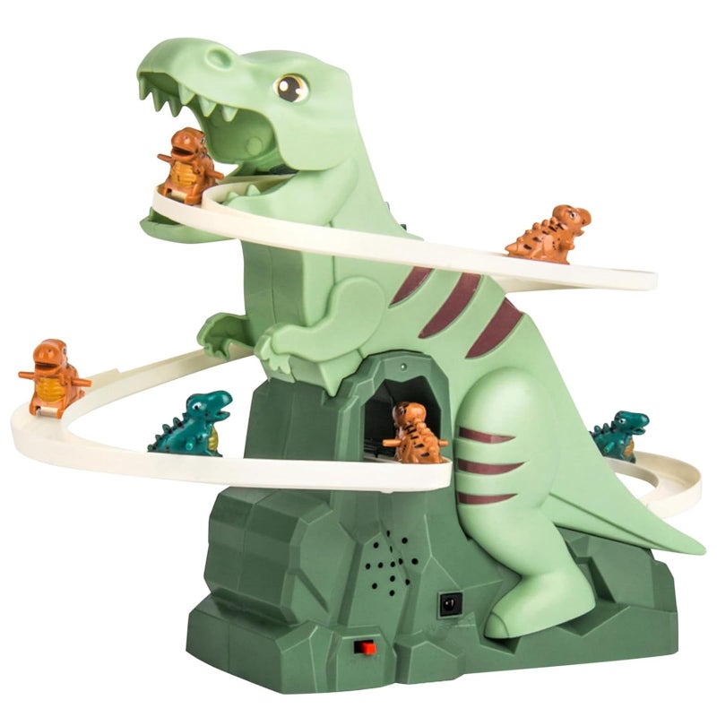 Vingtank Dinosaur Chasing Race Track Dinosaur Climbing Slide Stair Toy Electric Dino Roller Coaster with Light and Music Electric Race Track Game Set Fun Track Slide - Image 3