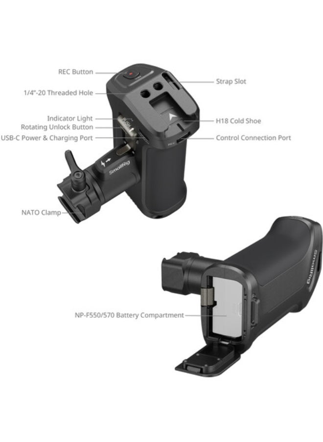 SmallRig Rotating Side Handle with Trigger REC for Selected Canon / Blackmagic Design Cameras 5235 - Image 5