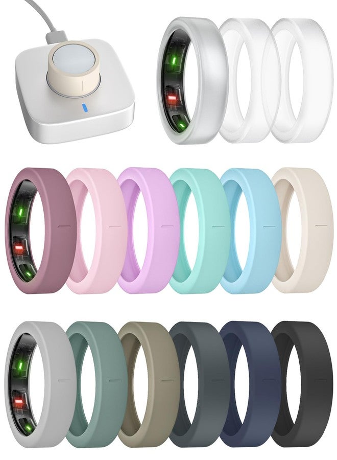 BandRain 15 Pack Ultra-Thin Ring Covers Compatible with Oura Ring Gen 4/3 Cover, Anti-Scratch Silicone Protector Accessories for Women Men (15 Pack - Set 10, S for 6/7/8/9/10) - Image 1