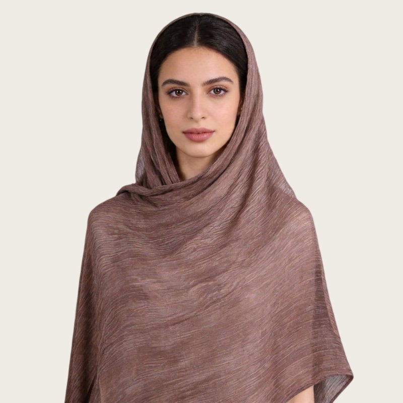 وشاح فيسكوز ناعم بملمس مجعد وطباعة تي داي، شال طويل - Image 1