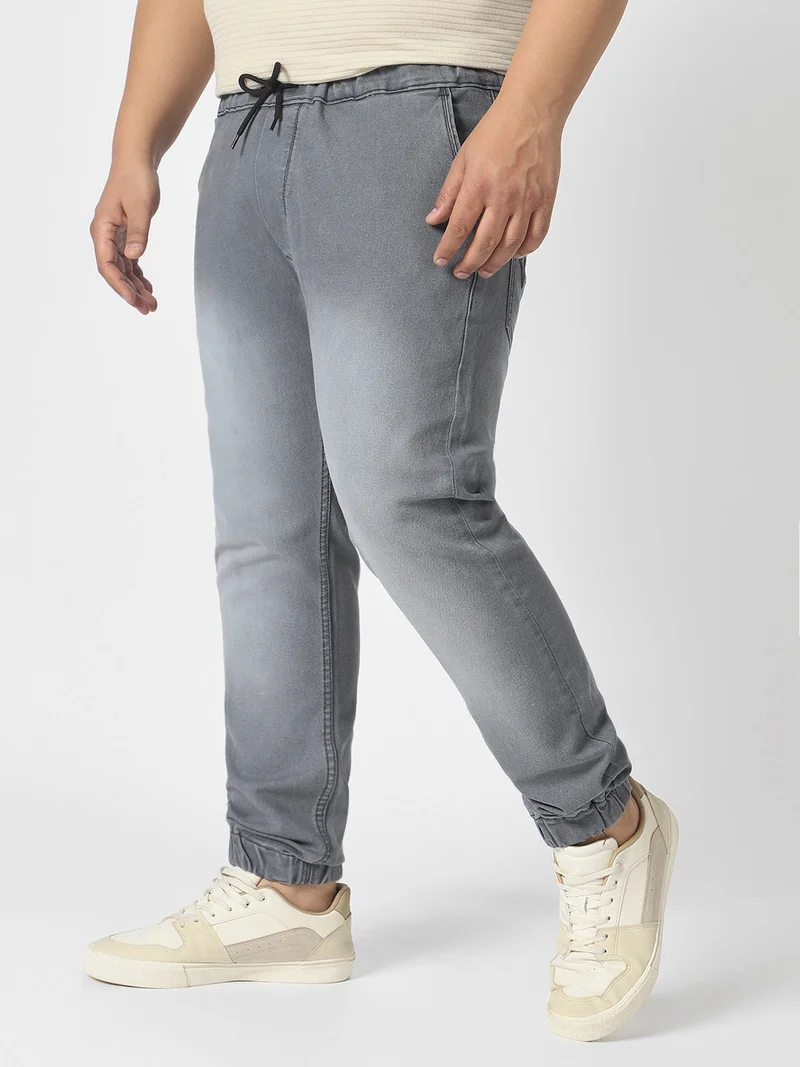 أوربانو فاشن Urbano Plus Men's Grey Regular Fit Jogger Jeans Stretch