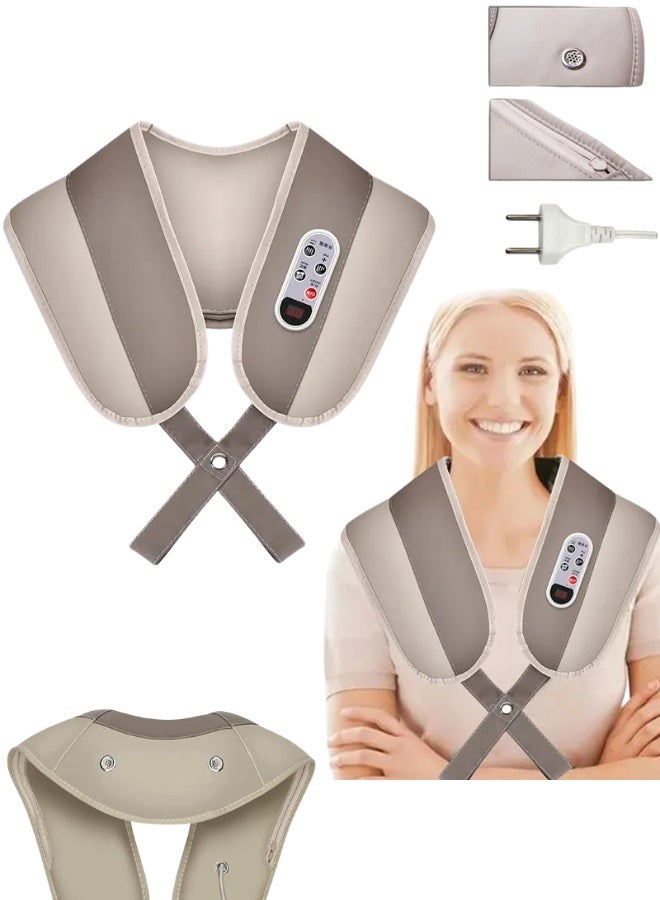 Cervical Massage Shawl for Neck and Shoulder Pain Relief - Heated Neck Massager Wrap with Deep Tissue Relaxation - Electric Cervical Shoulder Massage Cape for Stress Relief and Muscle Relaxation - Portable Cervical Support Massage Shawl for Home, Office and Travel Use - Comfortable Neck Therapy Wrap for Women and Men - Image 1