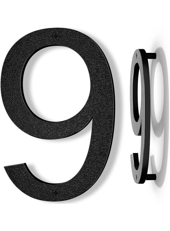 IVERRA 10 Inch Black House Numbers for Outside, Large Floating Home Address Numbers, Modern Exterior Plastic House Numbers for Door Wall Street Garage Gate (9)  - Image 1