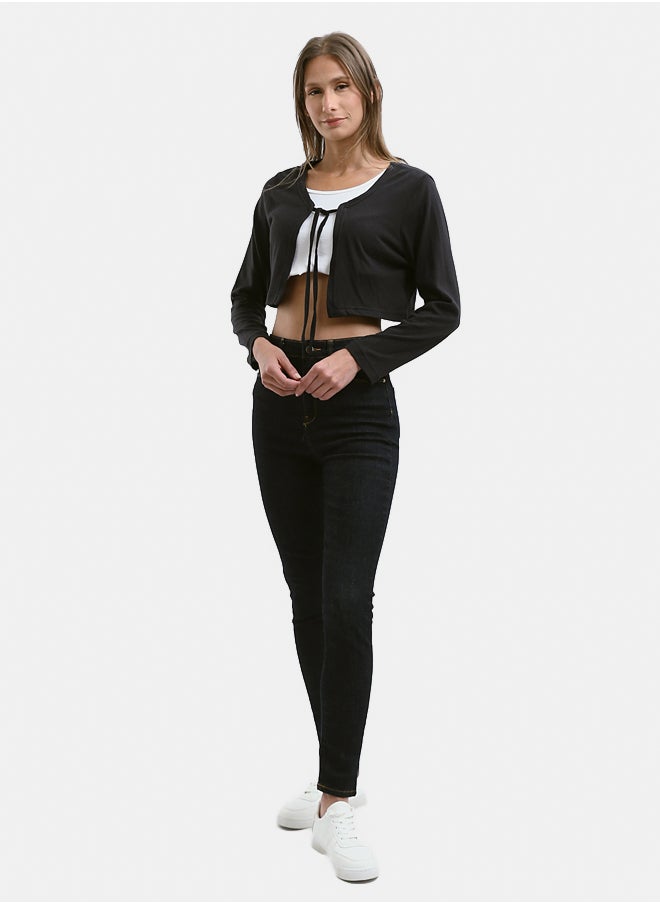 RAVIN Dark Navy Blue Feminine Solid Skinny Jeans  - Image 5