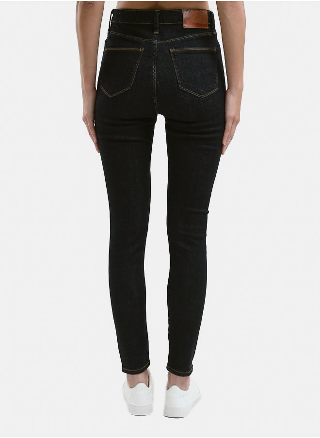 RAVIN Dark Navy Blue Feminine Solid Skinny Jeans  - Image 2