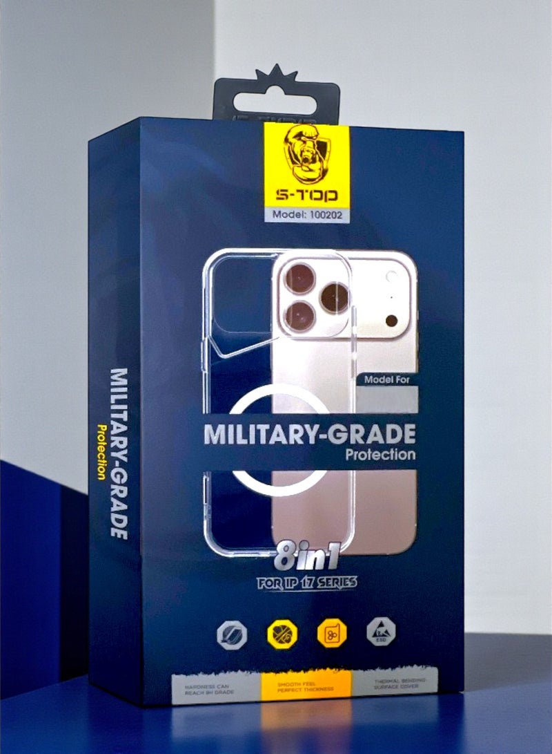 اس-توب بكج الحماية الكاملة الجديد لـ آيفون 17 آير (iPhone 17 Air) مع حماية شاشة للخصوصية (لقافة) و كفر يدعم الشحن اللاسلكي (MagSafe) حماية كاملة لجهازك ضد الخدوش والسقوط (8in1), البكج الأصلي من S-TOP - Image 2