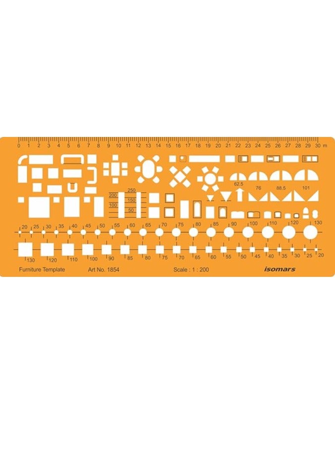 Isomars 1:200 Scale Architectural Drawing Template Stencil - Image 1