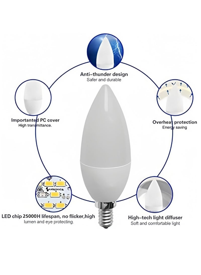 HUA QIANG WANG - E14 Warm White LED Candle Light Bulb, Pack of 10 - Image 1