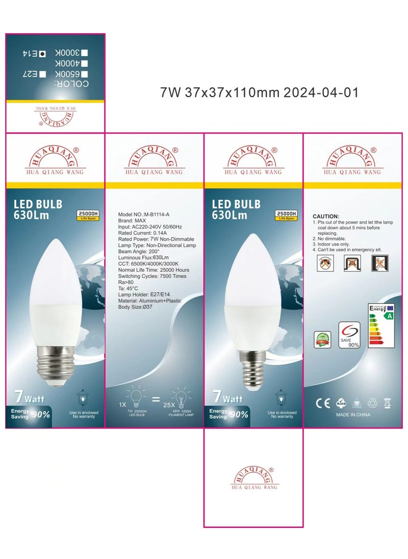 HUA QIANG WANG - E14 Warm White LED Candle Light Bulb, Pack of 10 - Image 1