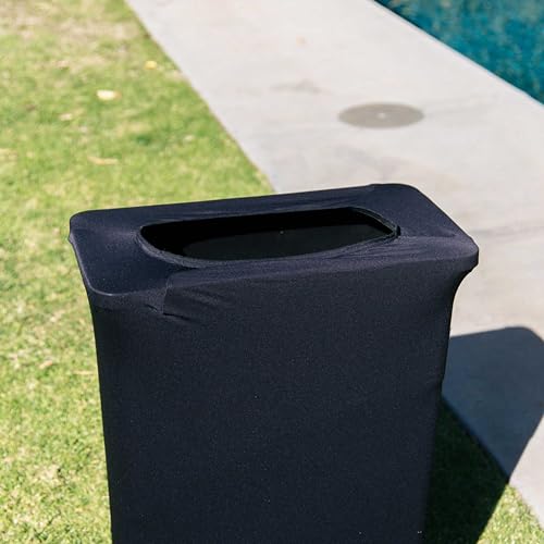 LA Linen Stretch Spandex Fitted Trash Can Cover for Slim Jim 23-Gallon, Bin Waste Container Cover, Outdoor Indoor Patio Backyard Decor,Black - Image 3