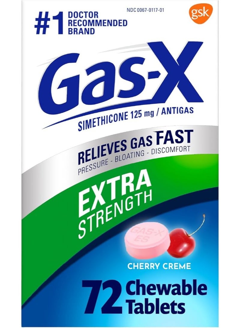 Gas-X Extra Strength Chewable Cherry Tablet for Fast Gas Relief,72 Count