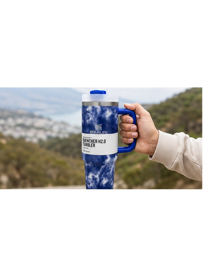 Stanley Quencher H2.0 Tumbler with Handle & Reusable Straw – Blue Cloud Pattern, Insulated Travel Cup, Large Capacity - Image 3