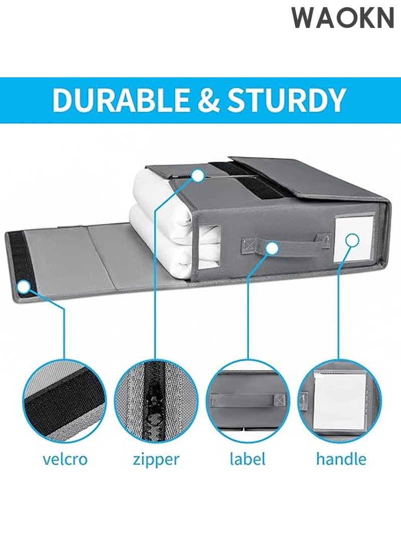 WAOKN Foldable Bed Sheet Organizers and Storage, New Bed Sheet Organizer with Window for Linen Closet Storage, Foldable Bedding Storage for Bedding Folder Storage Box Container for Bedsheets, Duvet Covers, Blankets,and Pillows (Gray) - Image 5