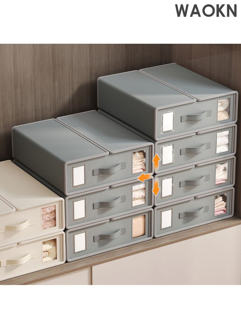 WAOKN Foldable Bed Sheet Organizers and Storage, New Bed Sheet Organizer with Window for Linen Closet Storage, Foldable Bedding Storage for Bedding Folder Storage Box Container for Bedsheets, Duvet Covers, Blankets,and Pillows (Gray) - Image 3