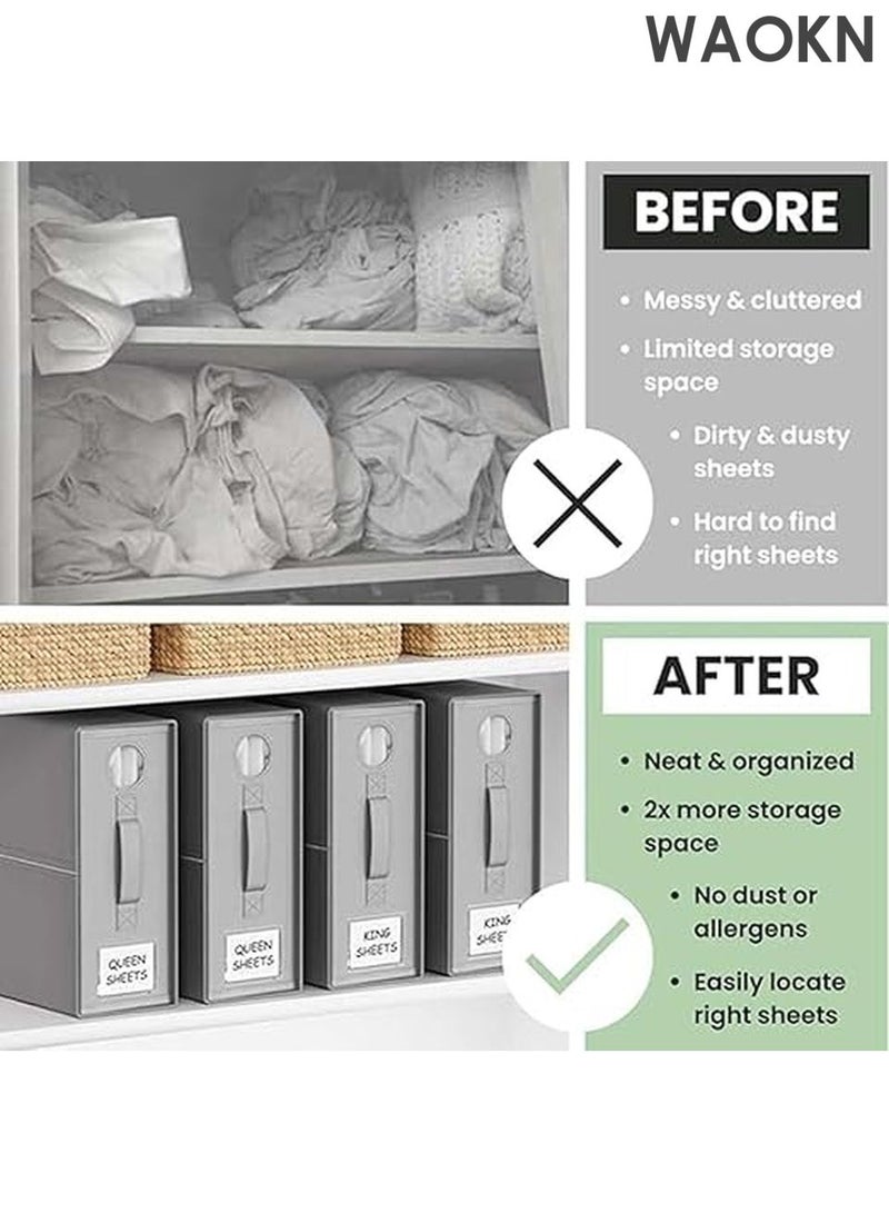 WAOKN Foldable Bed Sheet Organizers and Storage, New Bed Sheet Organizer with Window for Linen Closet Storage, Foldable Bedding Storage for Bedding Folder Storage Box Container for Bedsheets, Duvet Covers, Blankets,and Pillows (Gray) - Image 4