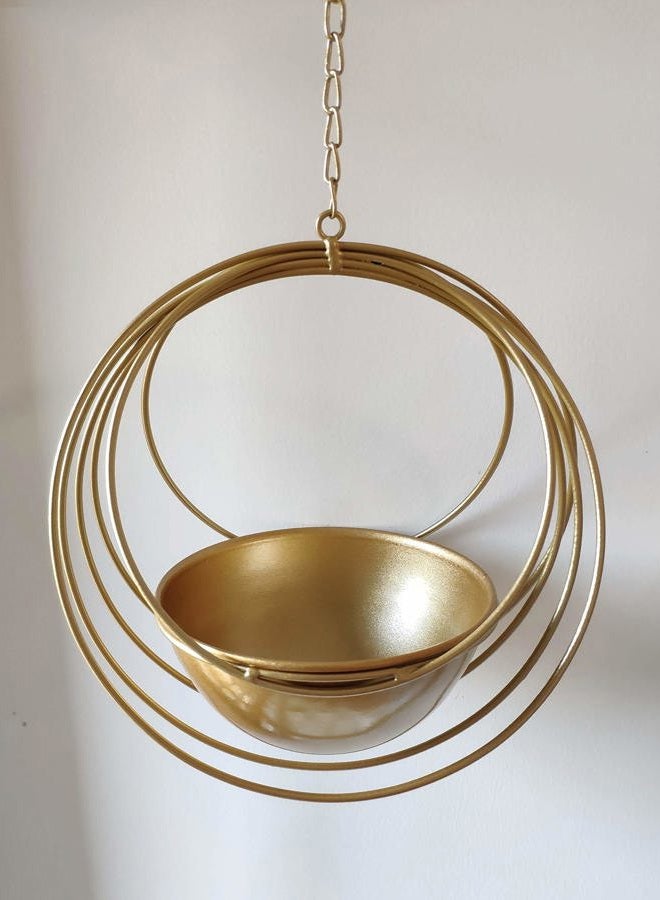 YISSEN RISEON Boho Gold Metal Plant Hanger,Metal Geometric Hanging Planter, Modern Planter, Mid Century Air Plant Holder Stand, Minimalist Planter for Indoor Outdoor Home Wedding Decor (Gold) - Image 5
