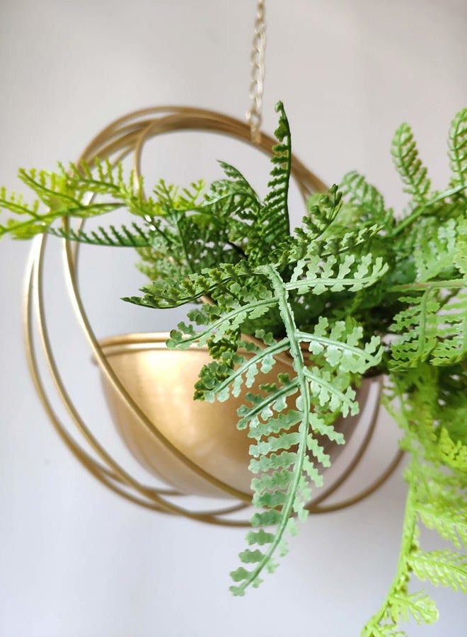 YISSEN RISEON Boho Gold Metal Plant Hanger,Metal Geometric Hanging Planter, Modern Planter, Mid Century Air Plant Holder Stand, Minimalist Planter for Indoor Outdoor Home Wedding Decor (Gold) - Image 3