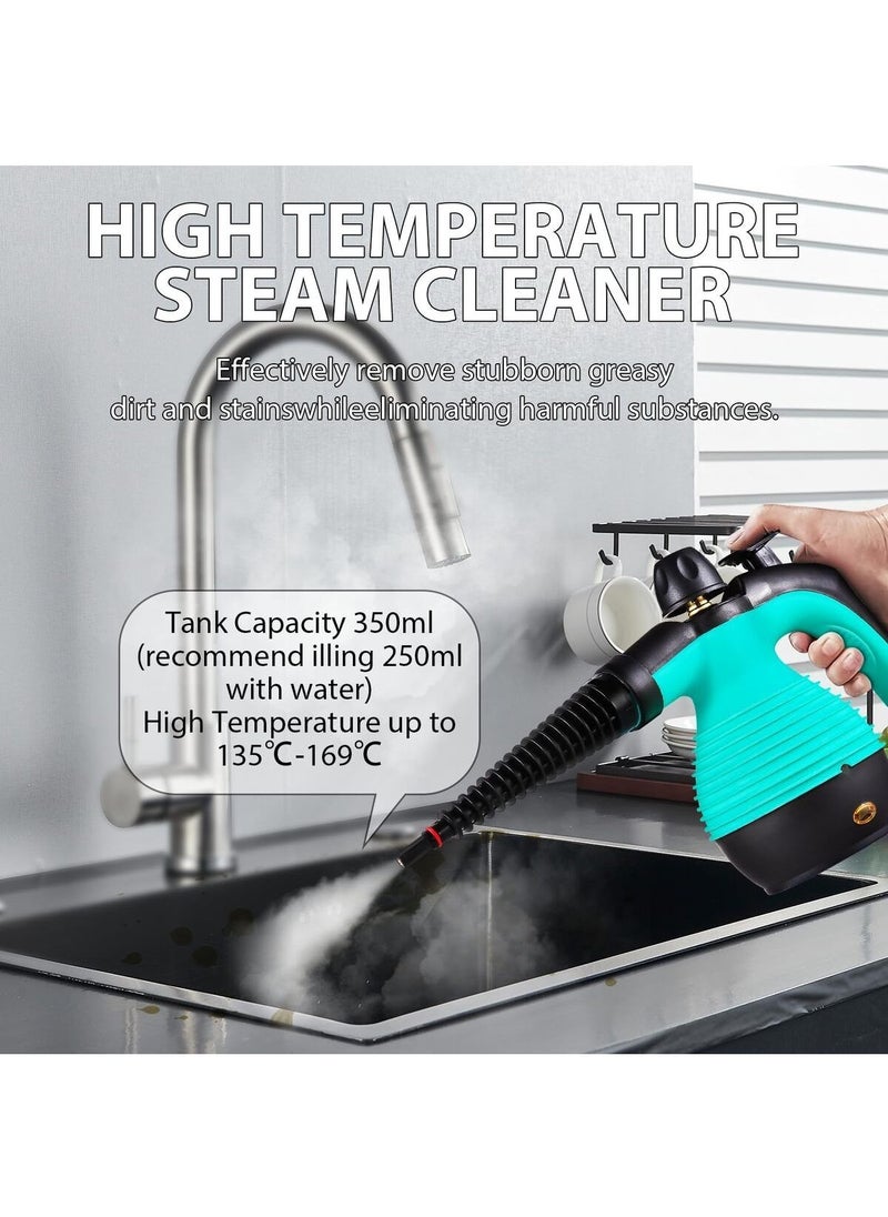 Arabest - 1050W Handheld Steam Cleaner for Home Pressurized Steam Cleaner with 9 Accessories and Safety Lock, 9.8Ft Extended Power Cord，Multi-Purpose Steamer for Home Use, Floor, Car, Upholstery, Grout(Blue/Black) - Image 1