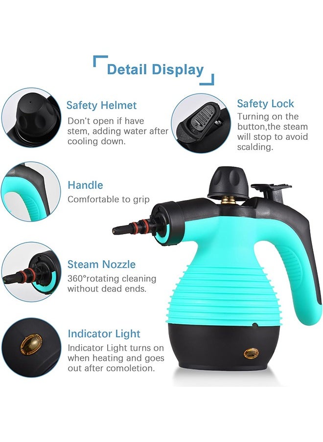 Arabest 1050W Handheld Steam Cleaner for Home Pressurized Steam Cleaner with 9 Accessories and Safety Lock, 9.8Ft Extended Power Cord，Multi-Purpose Steamer for Home Use, Floor, Car, Upholstery, Grout(Blue/Black)  - Image 2