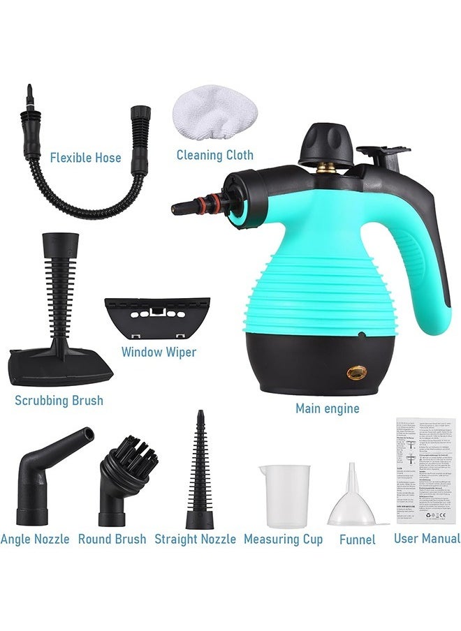 Arabest - 1050W Handheld Steam Cleaner for Home Pressurized Steam Cleaner with 9 Accessories and Safety Lock, 9.8Ft Extended Power Cord，Multi-Purpose Steamer for Home Use, Floor, Car, Upholstery, Grout(Blue/Black) - Image 1