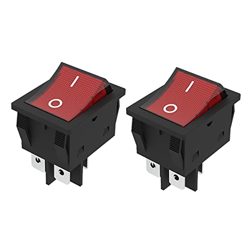 lcocove JD 2pcs 30A Power Switch 125V/250V AC Boat Rocker Switch ON/Off Switch 4Pins 2Position Red Light Illuminated Toggle Switch with UL Certificate - Image 1